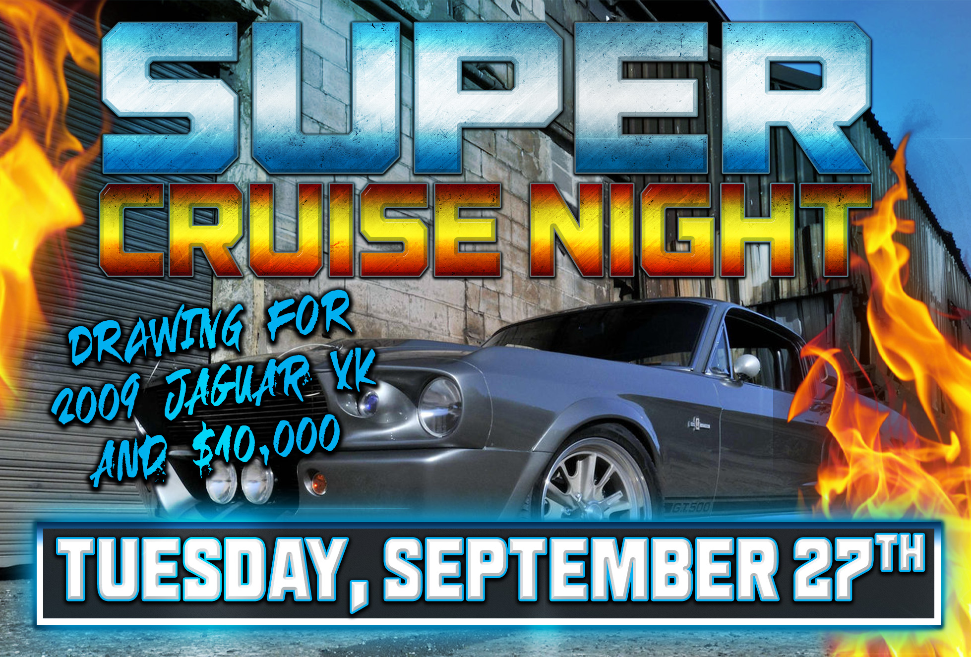 Super Cruise Night with Eaglez Tribute Band <BR>& <BR>Drawing for the 2009 Jaguar Xk & $10,000!